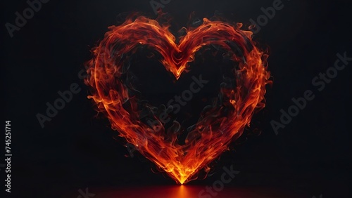 Red fire heart burning  power of love.