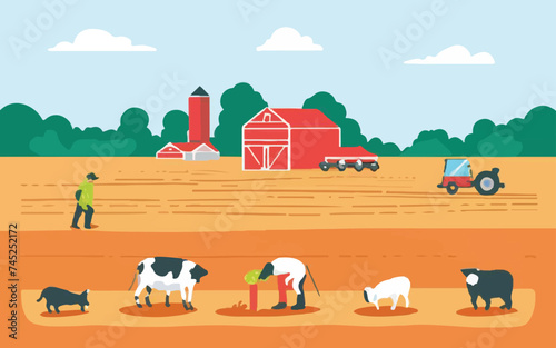 Illustrating a Farmer s Day  From Dawn to Dusk  Witness the Toil and Triumphs  the Connection to Nature  and the Bounty of the Land. 