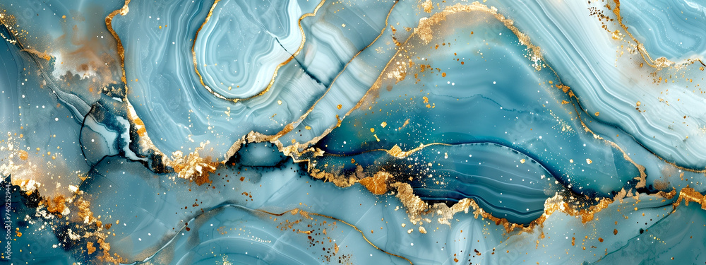 texture of blue marble with gold veins