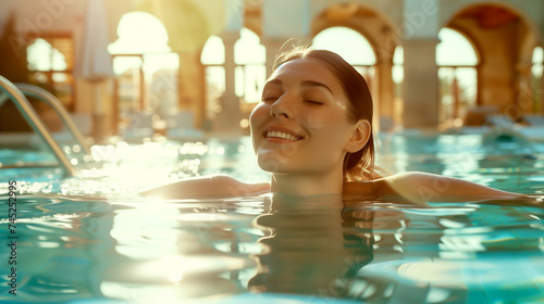 spa - woman in health pool for relaxation