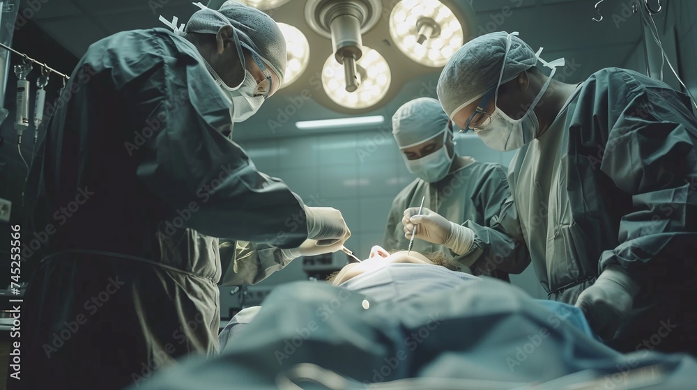 medical team of surgeons and nurses in uniform conducting surgical procedure on operating table medical team of surgeons and nurses in uniform conducting surgical procedure on operating table