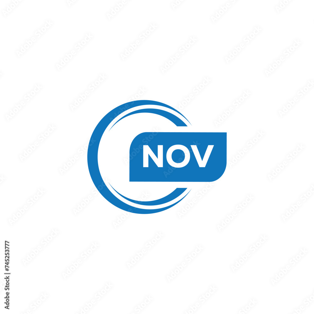 modern minimalist NOV initial letters monogram logo design