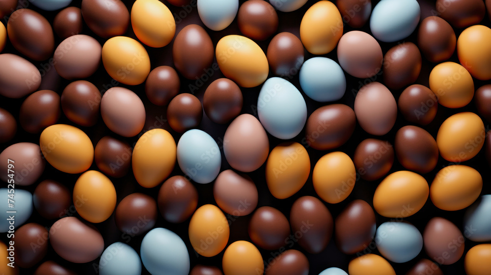 illustration of a background with a lot of small chocolate eggs in different colors illustration of a background with a lot of small chocolate eggs in different colors