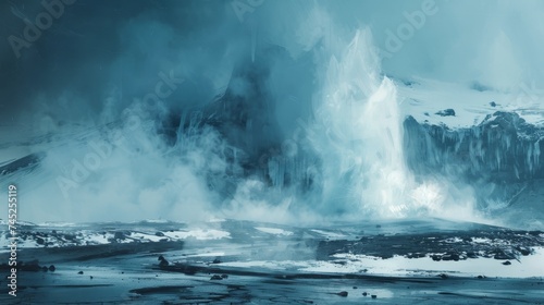 Geysers amidst Icelandic fjords, natures hot springs painting the cold landscape