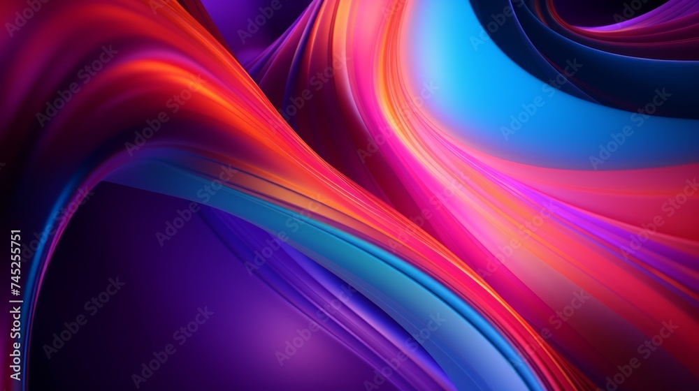 Generative AI Vibrant swirls of neon colors blending seamlessly on an abstract background.