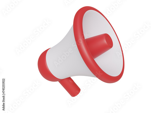 Fotografie White red megaphone. 3d render.