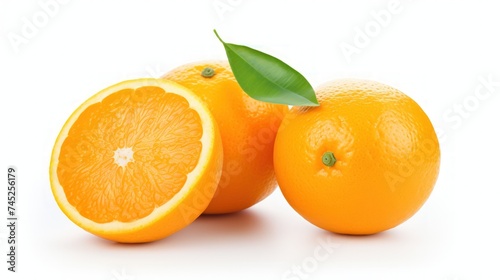 Orange fruit slices on a white background