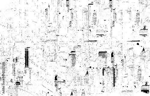 Grunge dust vector background. Halftone dots city scratch vector texture.
