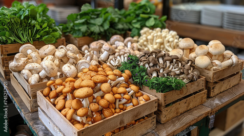 Assorted Mushrooms Displayed on a Table