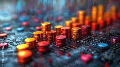 Stack of Coins on Sound Board. © easybanana