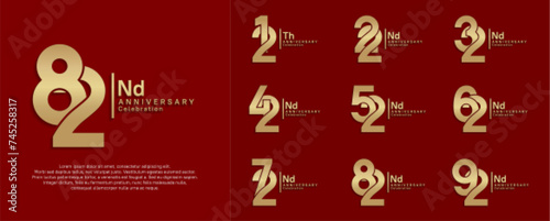 anniversary vector design set with golden color can be use for special moment