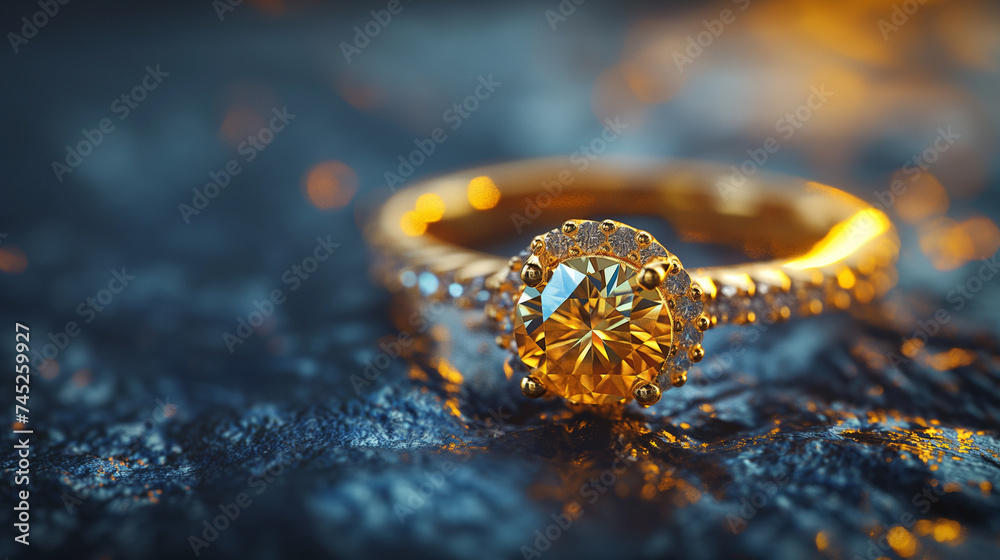 Fototapeta premium golden ring with diamonds