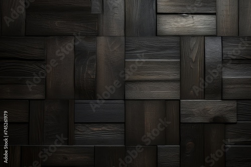 Dark brown wood texture, block pattern, background