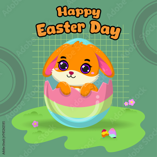 Vector flat illustration for happy easter day celebration