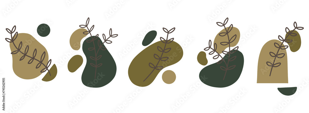 Hand drawn doodle abstract aesthetic shapes symbols flowers plant modern minimalist illustration vector set banner wallpaper background pattern design simple green color isolated background png Hand drawn doodle abstract aesthetic shapes symbols flowers plant modern minimalist illustration vector set banner wallpaper background pattern design simple green color isolated background png