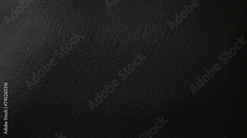 Detailed up-close view showcasing the texture of black leather material 