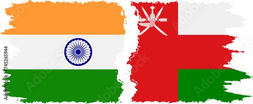 Oman and India grunge flags connection vector