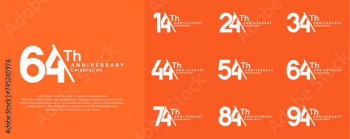 anniversary logotype vector set. white color with slash for celebration day