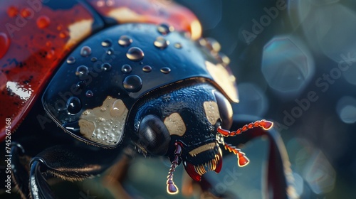 a macro closeup of a ladybug showcases the intricate beauty of nature in vibrant red and spotted detail © CinimaticWorks