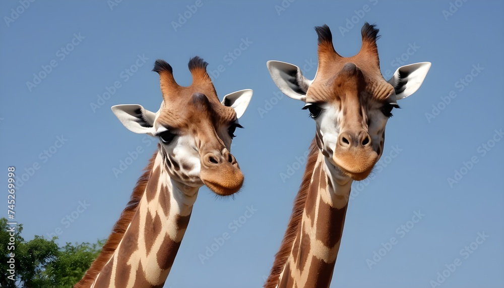 Beautiful giraffe in biopark, business on African animals, tourism. slow. head against the sky