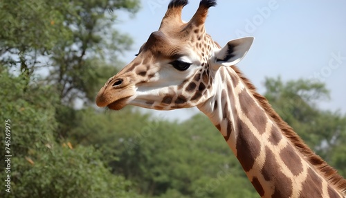 Beautiful giraffe in biopark, business on African animals, tourism. slow. head against the sky photo