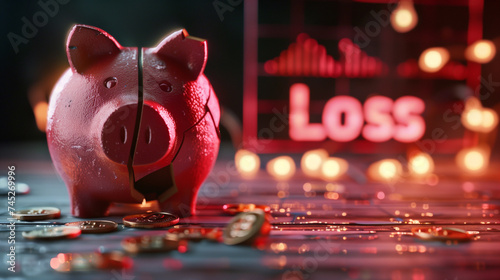 Broken Piggy Bank Against 