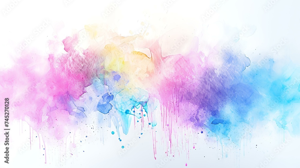 Abstract colorful watercolor splash on white background. Digital art painting.