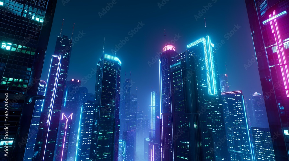 Night view of modern skyscrapers in Dubai, United Arab Emirates Night view of modern skyscrapers in Dubai, United Arab Emirates