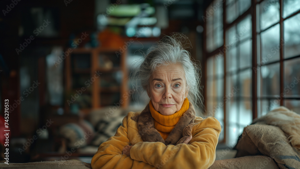 an elderly lady in her apartment