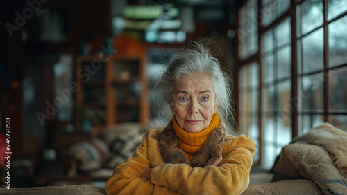 an elderly lady in her apartment