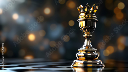 Elegant chess queen with golden accents.