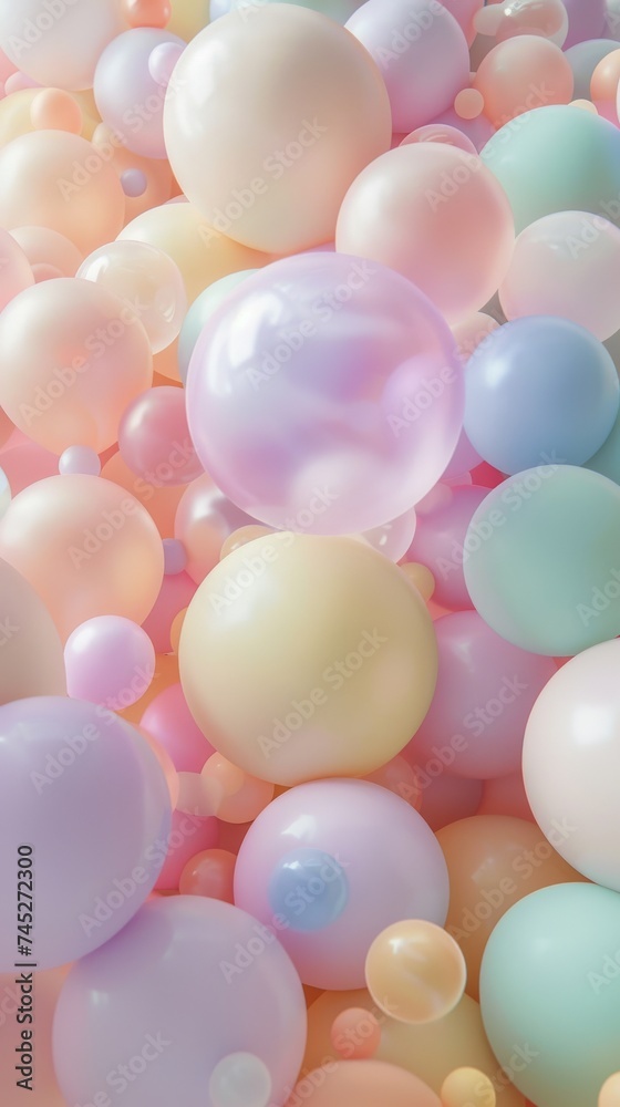 Pastel balloons clustered room for copy on the left side