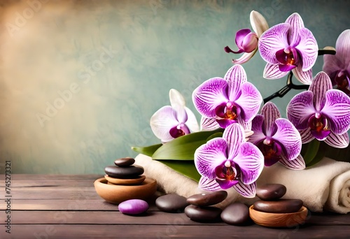 Orchid flowers on a colorful background-