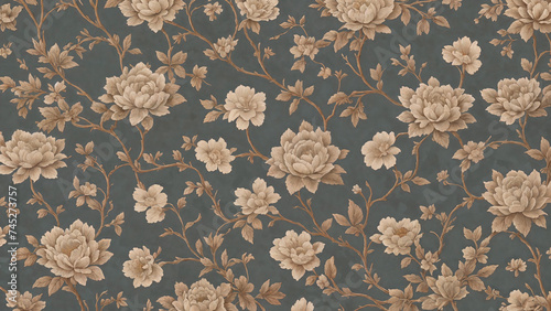 Vintage wallpaper with flowers