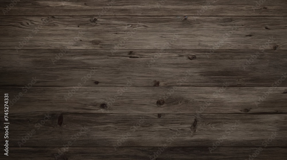Fototapeta premium Worn Wooden Planks Coated in Dark Stain Showing Bold Grain Textures 