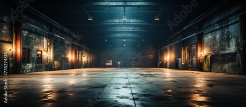 Ambiance of Empty Warehouse with Dramatic Lighting