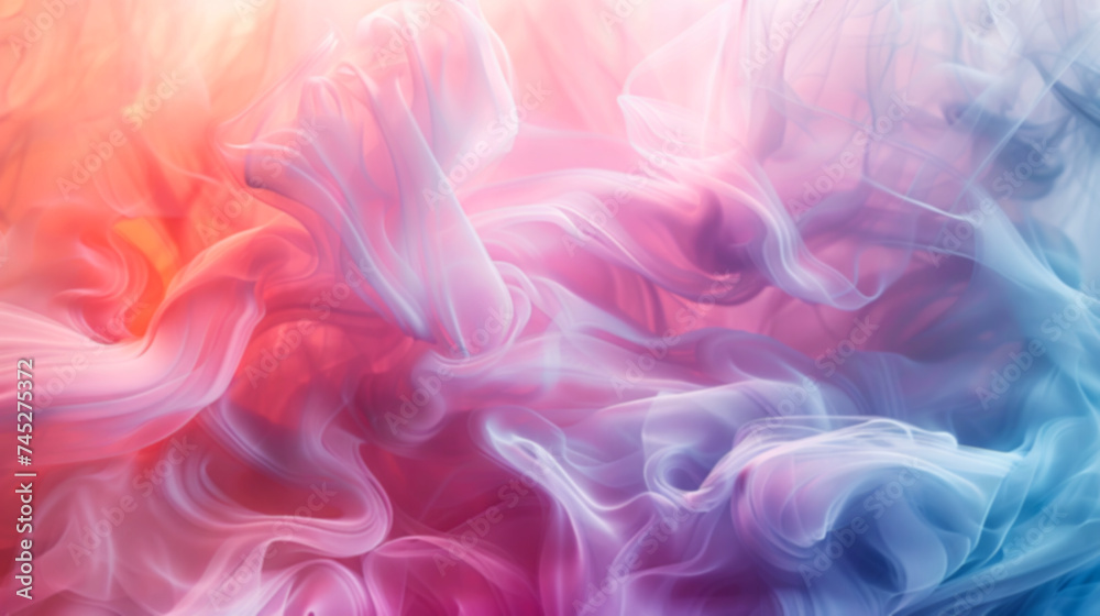 Blurred Vibrant pink and blue smoke patterns intertwining in an abstract, dreamy backdrop.
