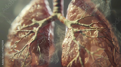 closeup anatomy image of human lungs focusing on the detailed structure and science of respiratory organs photo