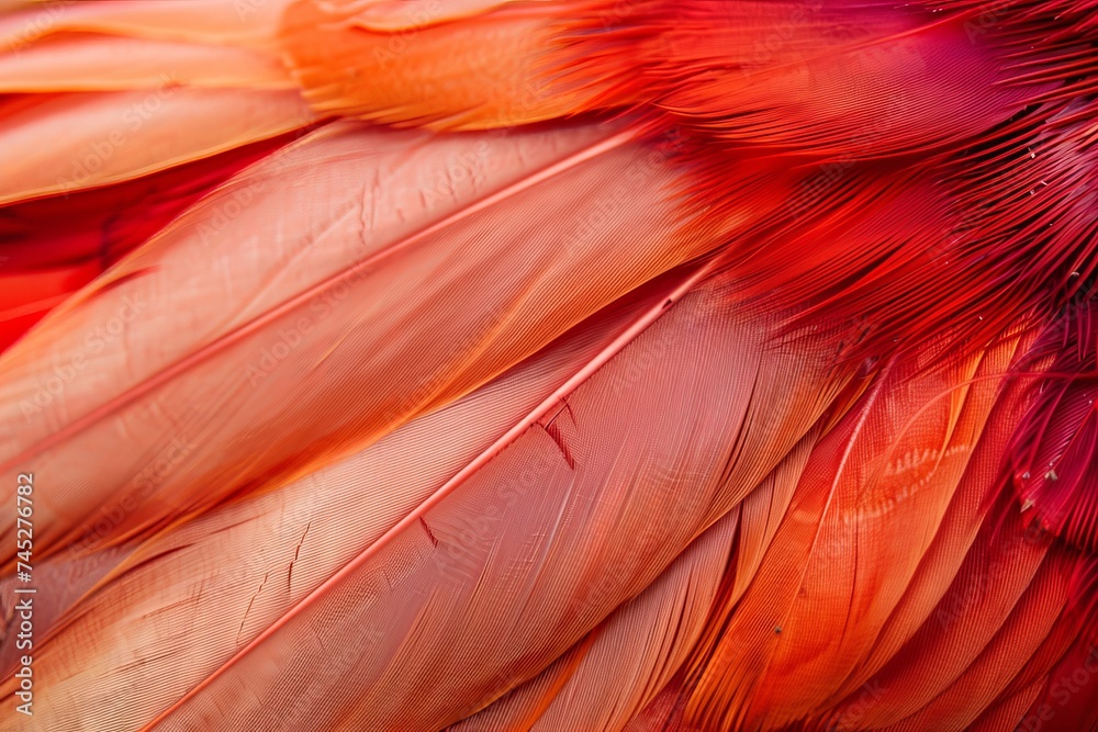 A close-up of vibrant orange and red feathers showcasing intricate patterns and textures. A close-up of vibrant orange and red feathers showcasing intricate patterns and textures.