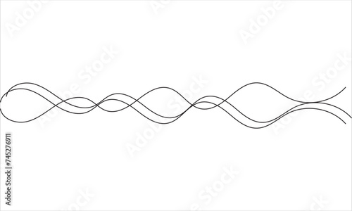 Banner with curved lines. Background with wavy line. Line art striped graphic template. Vector file. AI