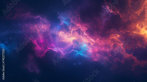 Illustration of a space cosmic background of supernova nebula and stars