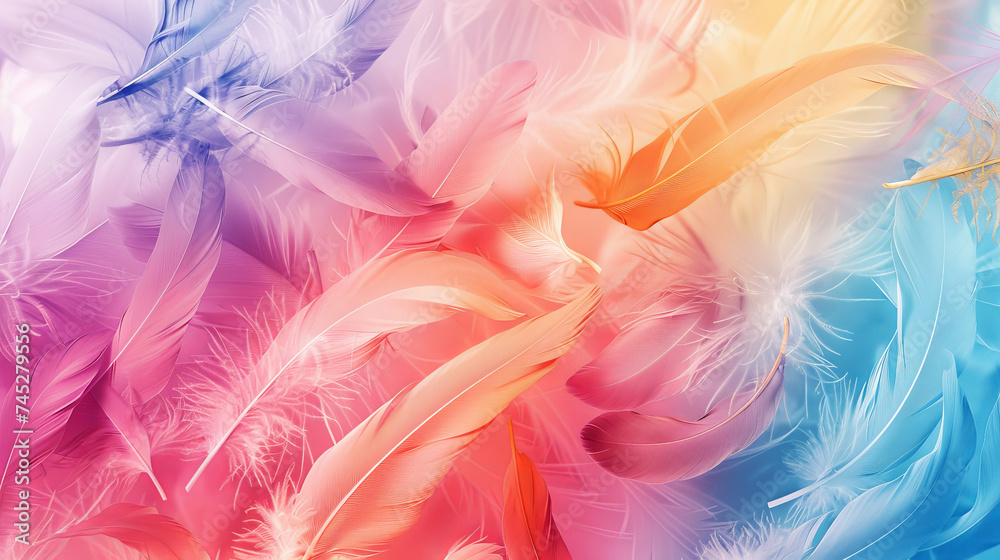 Obraz premium Delicate texture of soft pink and white feathers creating a dreamy and gentle background.