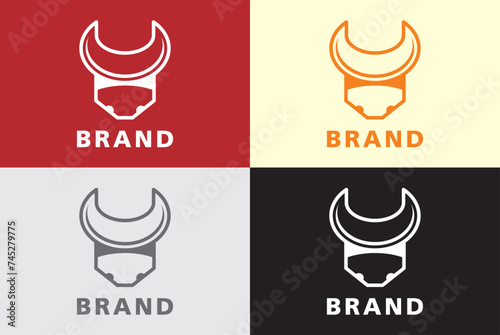 Bull Head with Sharp and Strong Horns Vector Logo