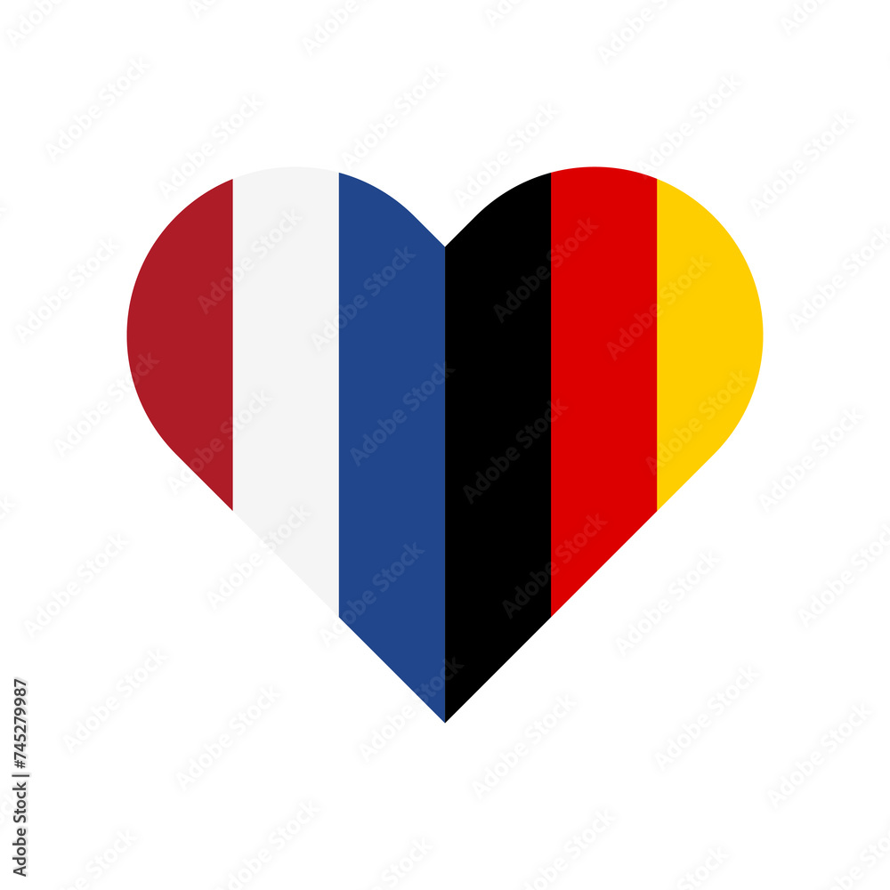 unity concept. heart shape icon of netherlands and germany flags. vector illustration isolated on white background unity concept. heart shape icon of netherlands and germany flags. vector illustration isolated on white background