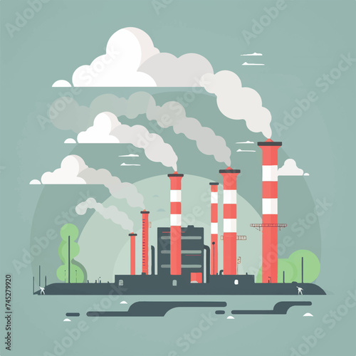 General view from air pollution factory chimney