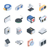 Collection of Wireless Gadgets Isometric Icons 

