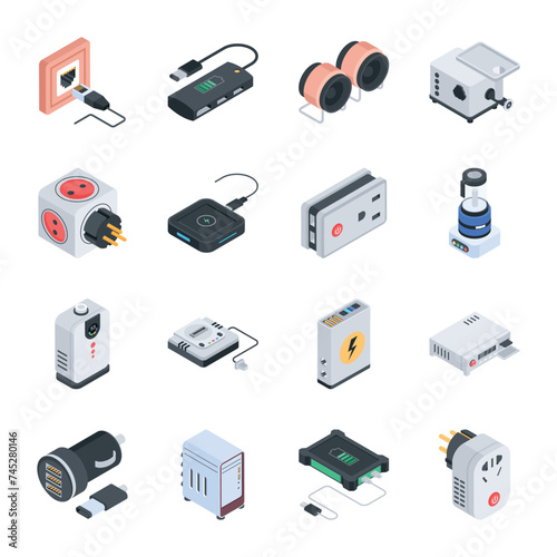 Home Appliances and Gadgets Isometric Icons 

