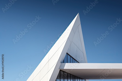 Minimalistic Futuristic Architecture Building in New City. Simple and Basic Design