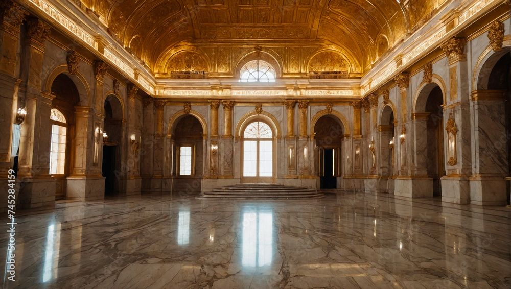 Iinterior of the royal palace. Gold and marble