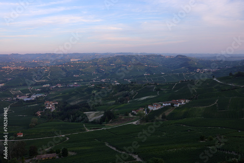 typical piedmontese landscape in the early morning